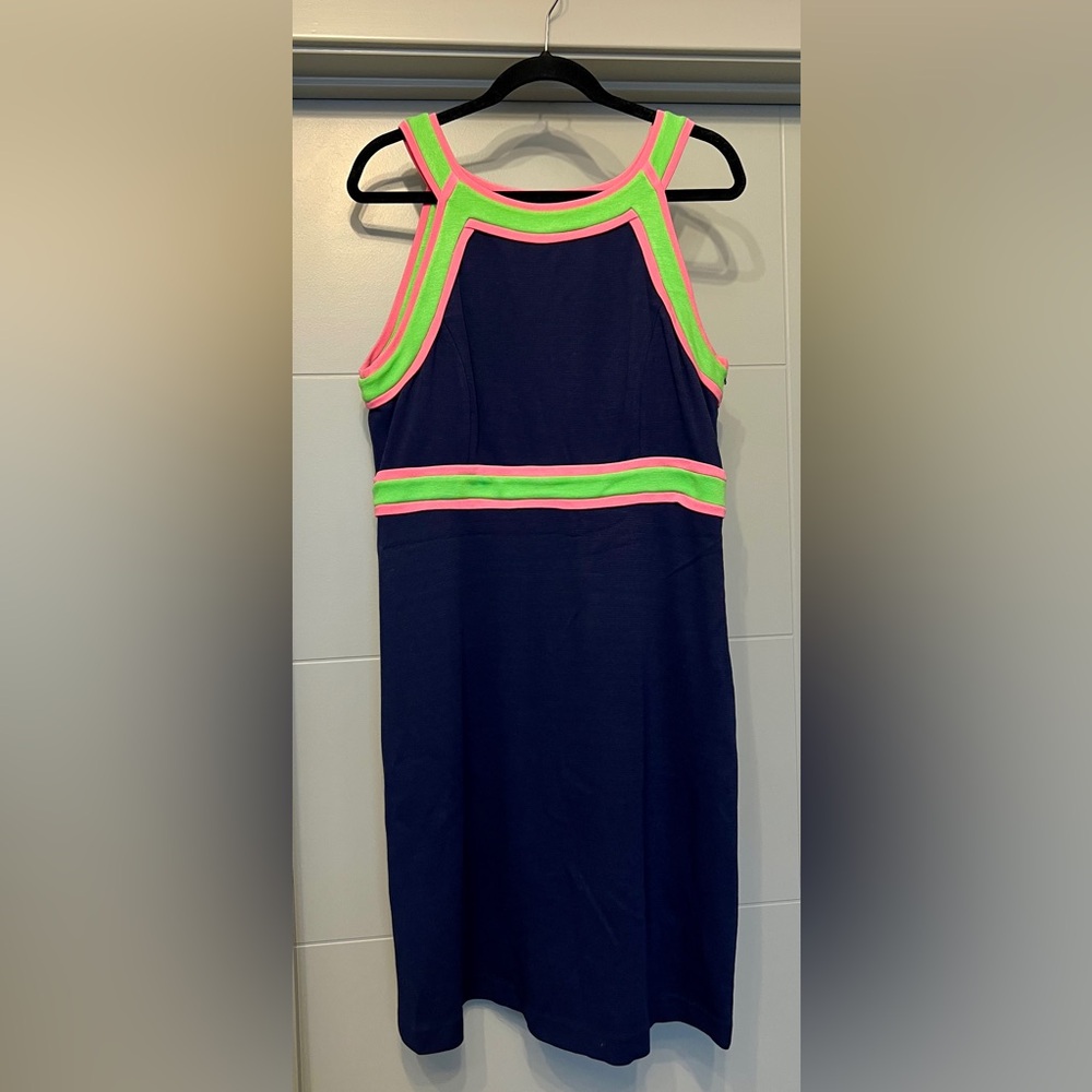 Lilly Pulitzer Fitted Blue Dress - Green and Pink Accents - Size 12